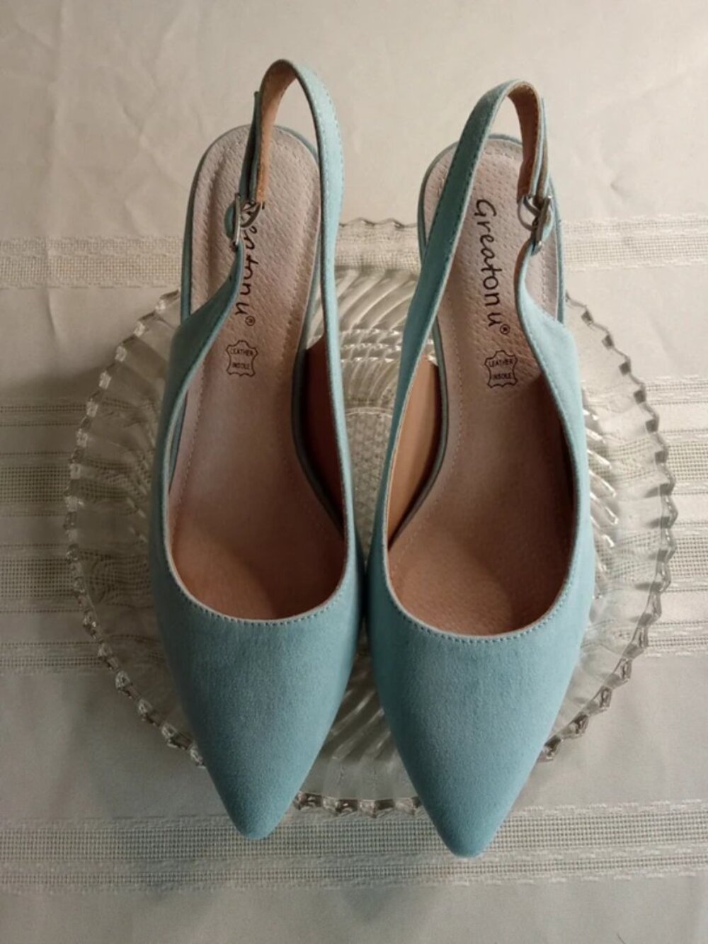 Greatonu Light Blue Slingback Heels - Size 8 / 39 (NWOT)